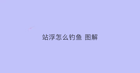 站浮怎么钓鱼图解(站浮如何调漂)